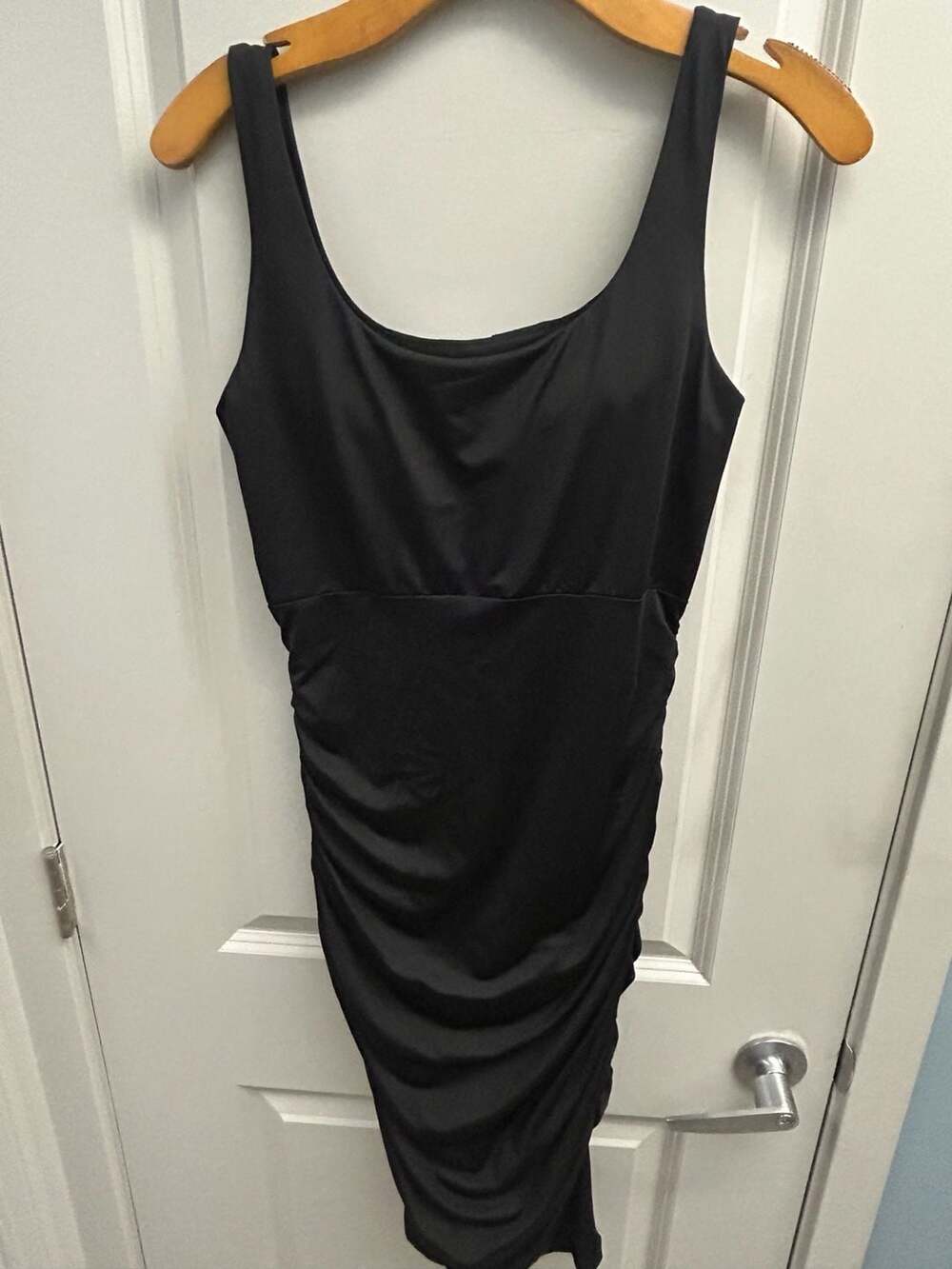 Sofia Jeans by Sofia Vergara Black Sleeveless Ruched Mini Bodycon Dress
